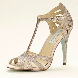 Blue By Betsey Johnson Champagne Glitter Dress Stiletto Heels - women’s 9.5